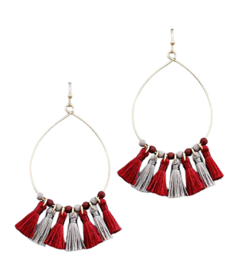 College Tassel & Bead Teardrop Earrings