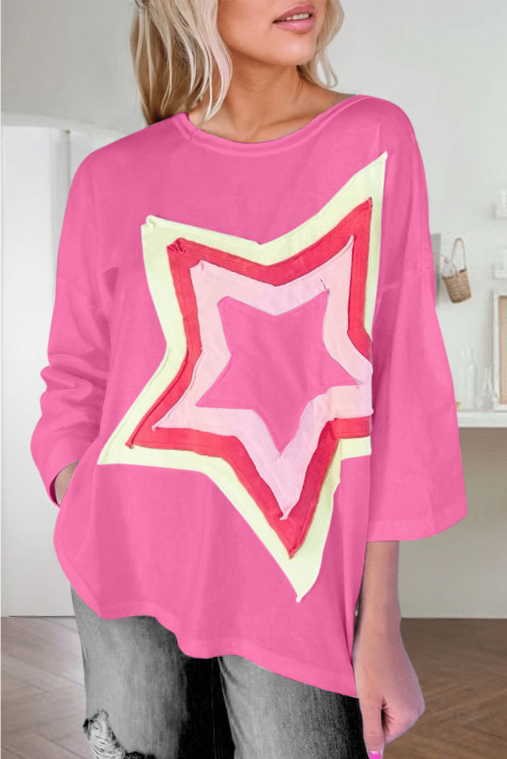 Star Half Sleeve Oversized Tee