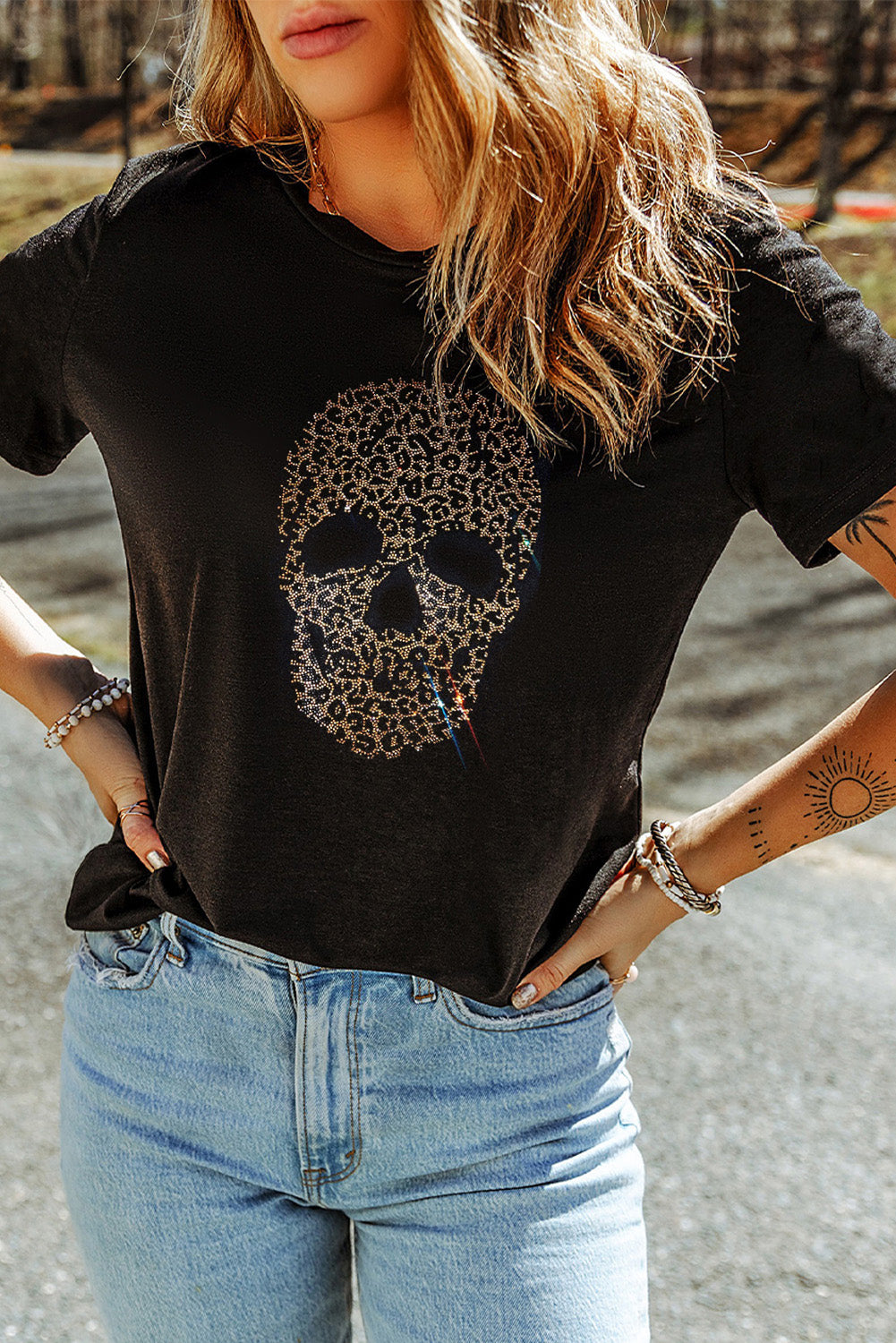 Rhinestone Jaguar Skull Shirt