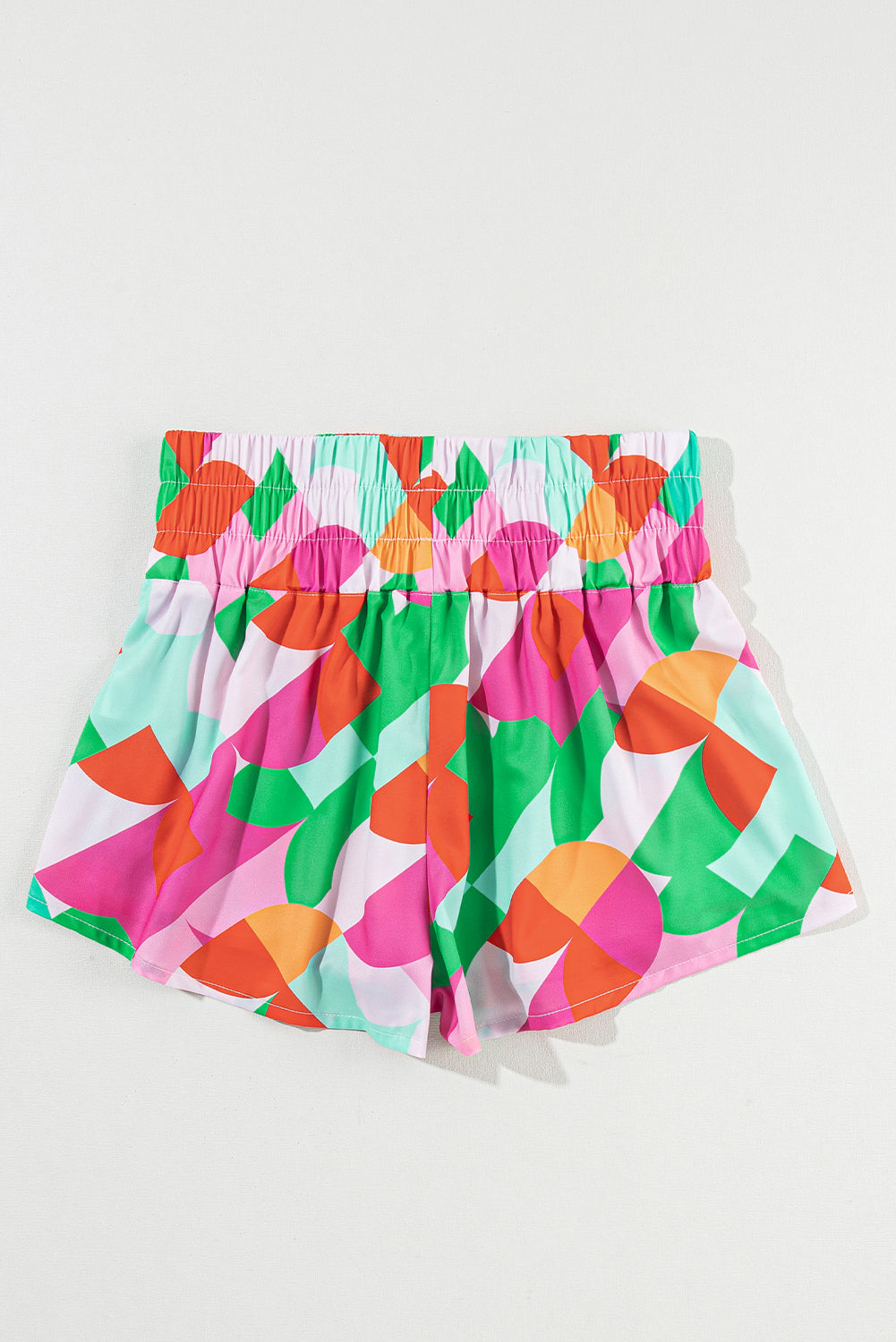 Abstract Smocked Waist Flared Shorts