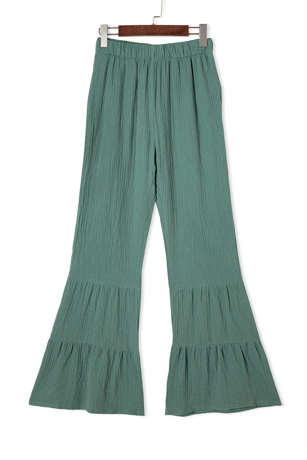 Cotton Ruffle Flare High Waisted Pants