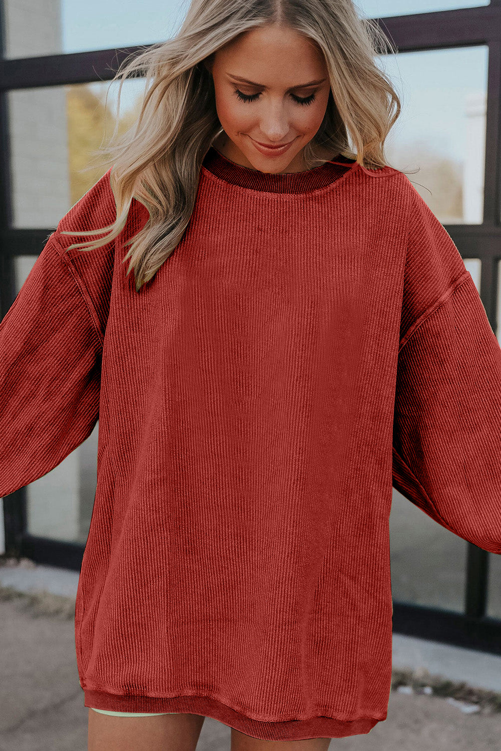 Ribbed Oversized Sweatshirt