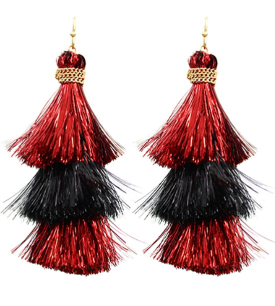 Tinsel Tiered Tassel Earrings