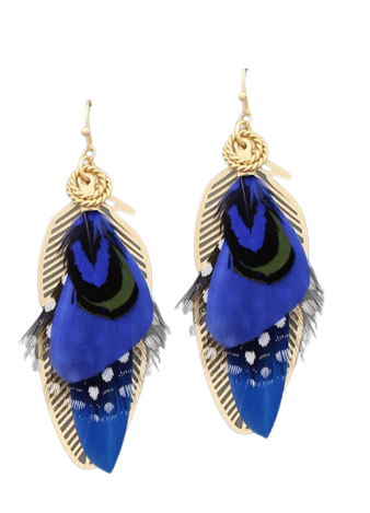 Color Feather & Filigree Leaf Earrings