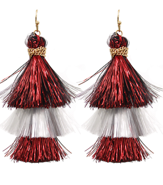 Tinsel Tiered Tassel Earrings