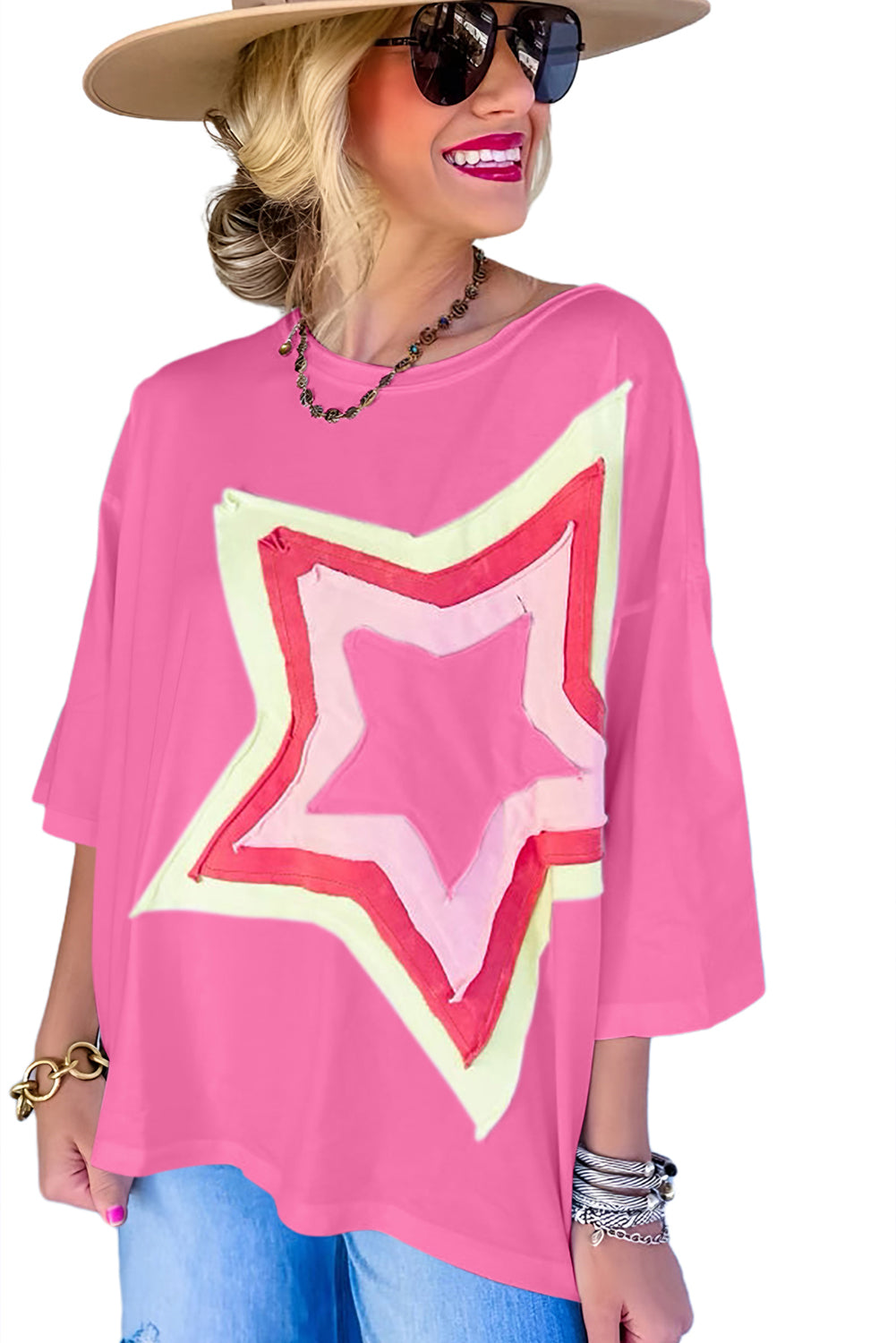 Star Half Sleeve Oversized Tee