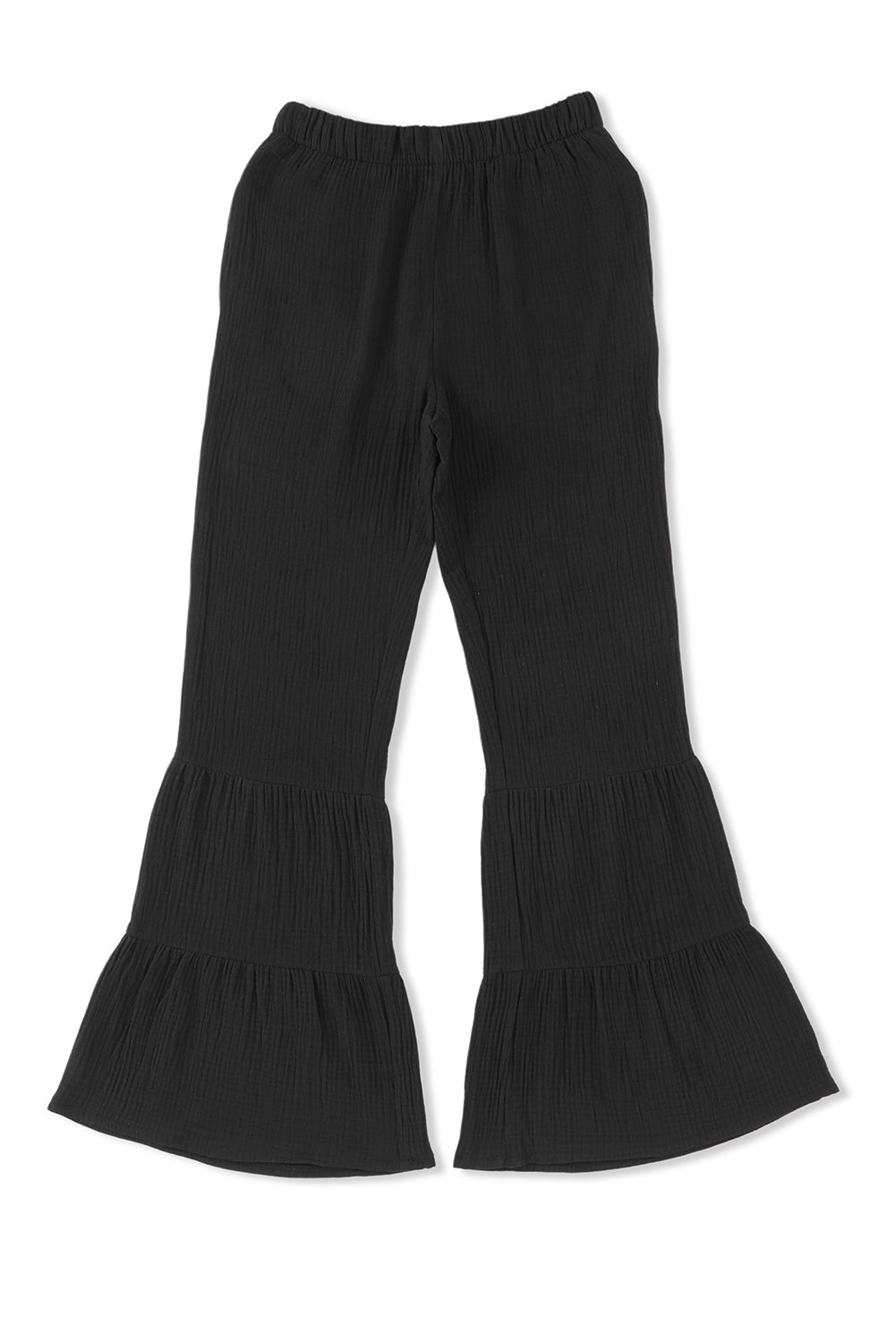 Cotton Ruffle Flare High Waisted Pants