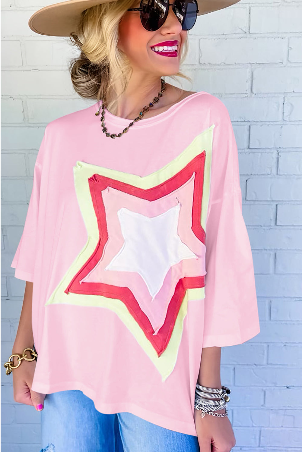 Star Half Sleeve Oversized Tee