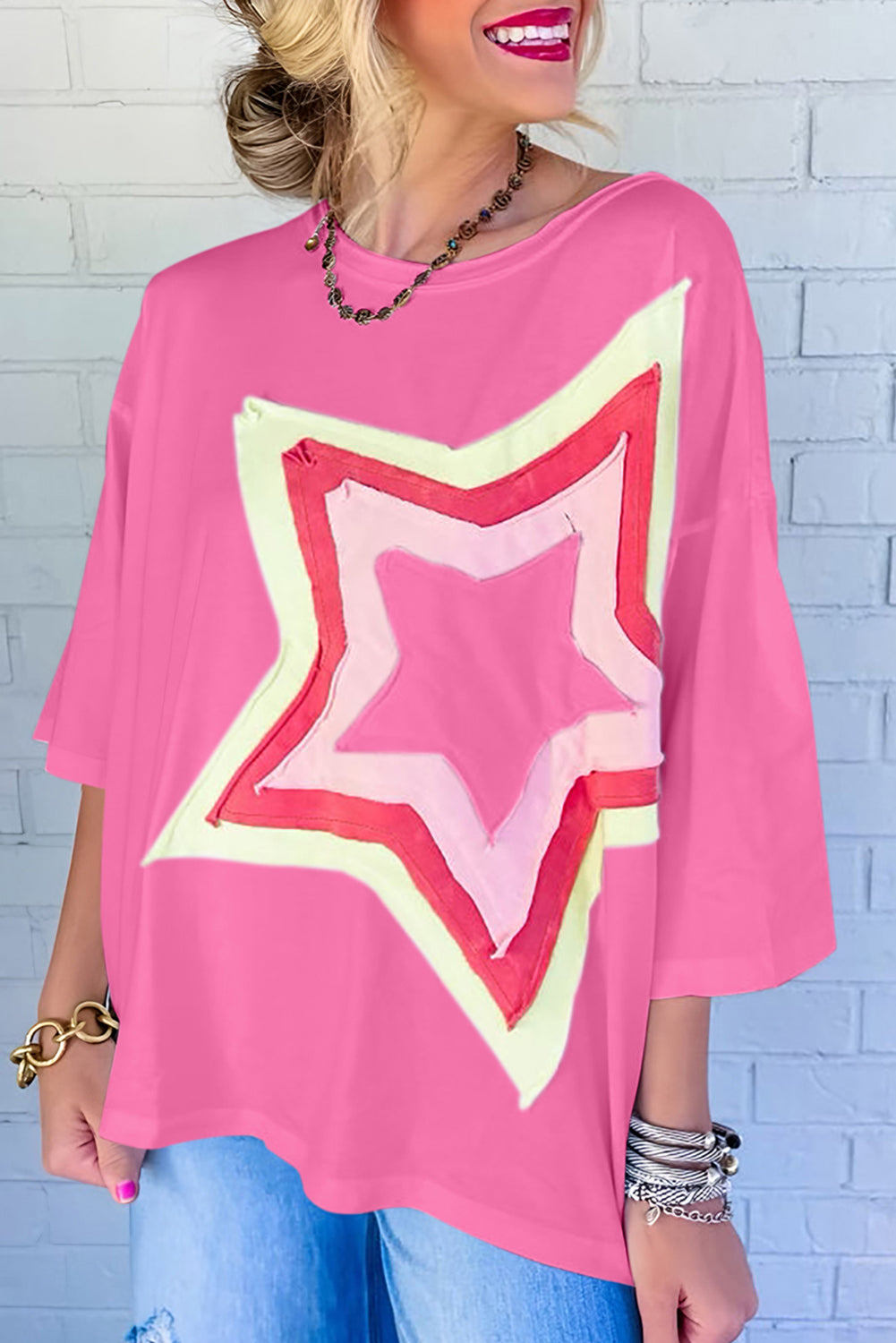 Star Half Sleeve Oversized Tee