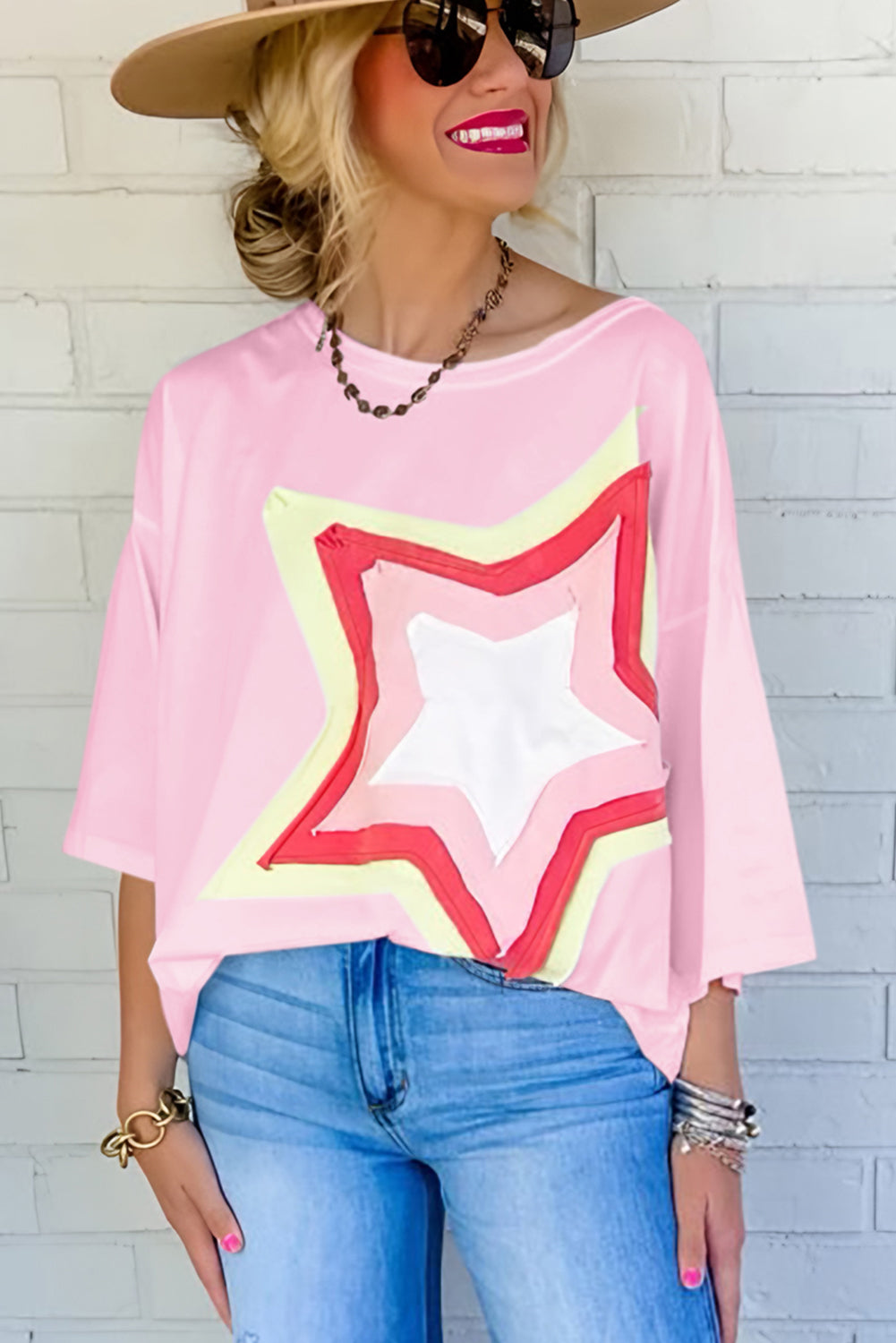 Star Half Sleeve Oversized Tee