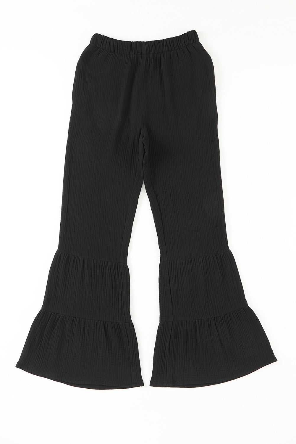 Cotton Ruffle Flare High Waisted Pants