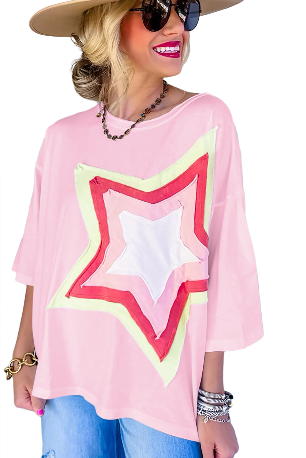 Star Half Sleeve Oversized Tee