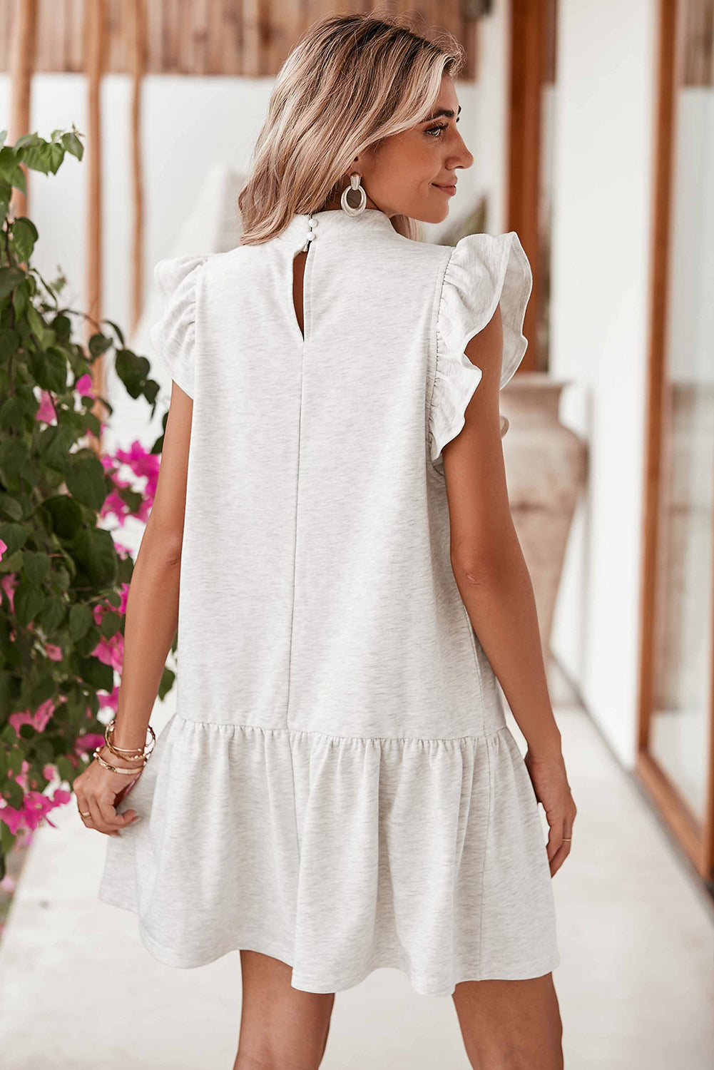 Ruffle Hem Mini Sweatshirt Dress