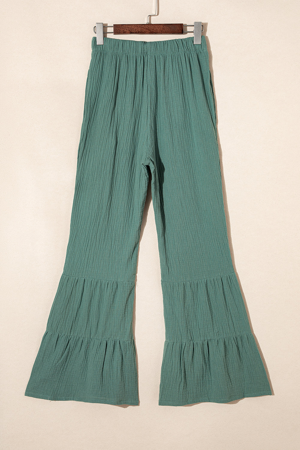 Cotton Ruffle Flare High Waisted Pants