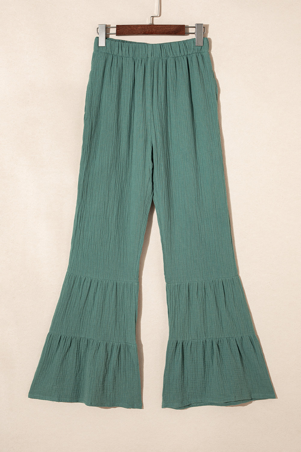 Cotton Ruffle Flare High Waisted Pants