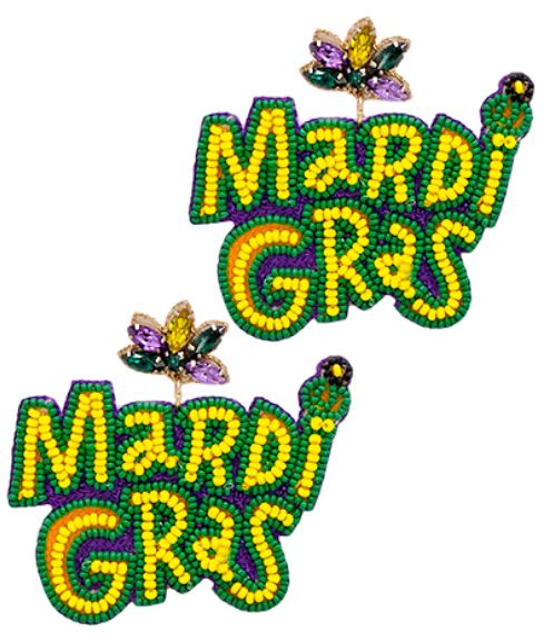 MARDI GRAS Beaded Earrings