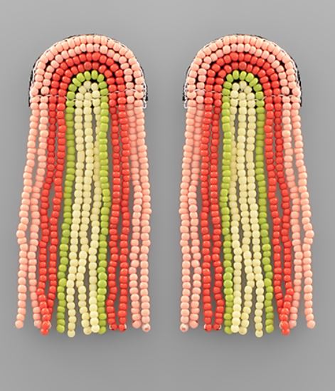 Seed Bead Arch Tassel Earrings