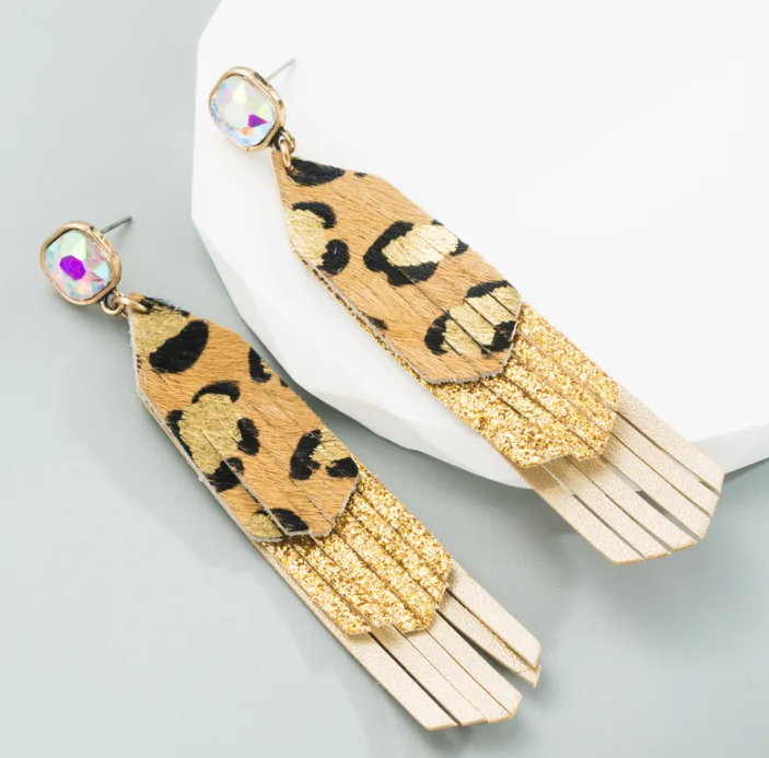 Leopard Glass Earrings