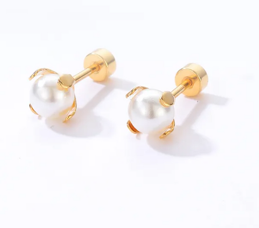 Cotton Pearl Stud Earrings