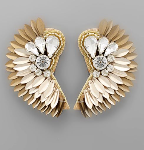 Ombre Jeweled Wing Earrings