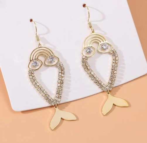 Rhinestone Catfish Earrings