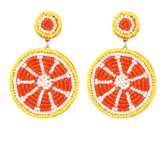 Grapefruit Beaded Earrings