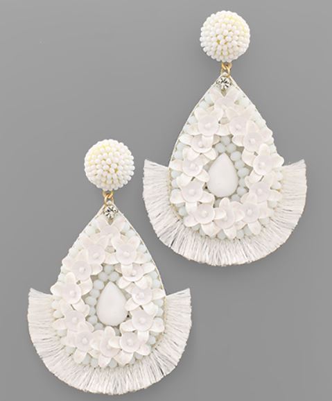 Flower Teardrop & Tassel Earrings