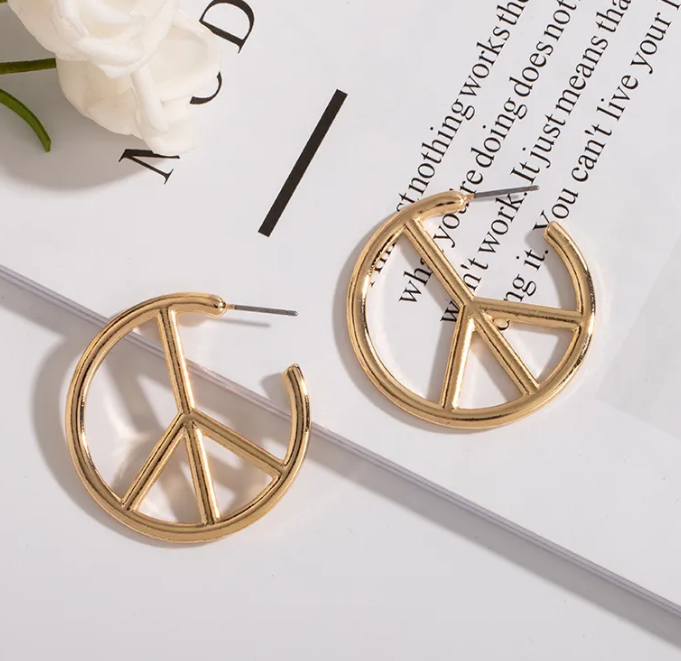 Gold Peace Earrings