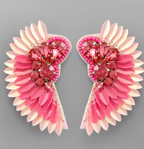 Ombre Jeweled Wing Earrings