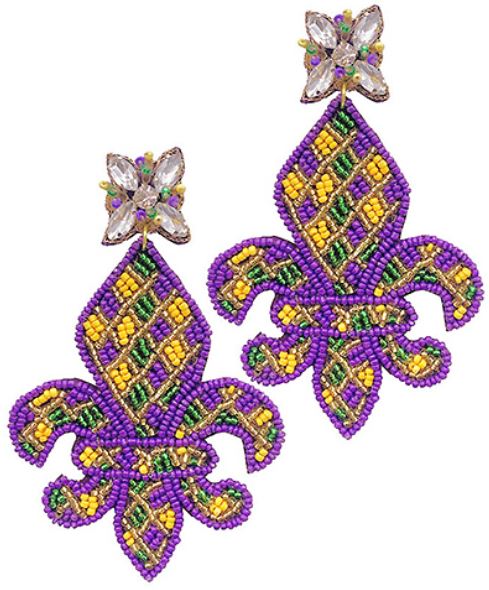 Mardi Gras Fleur de Lis Earrings