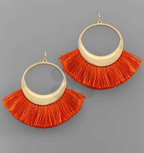 Fan Tassel Circle Earrings