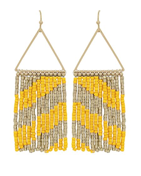 Triangle & Seed Bead Tassel Earrings