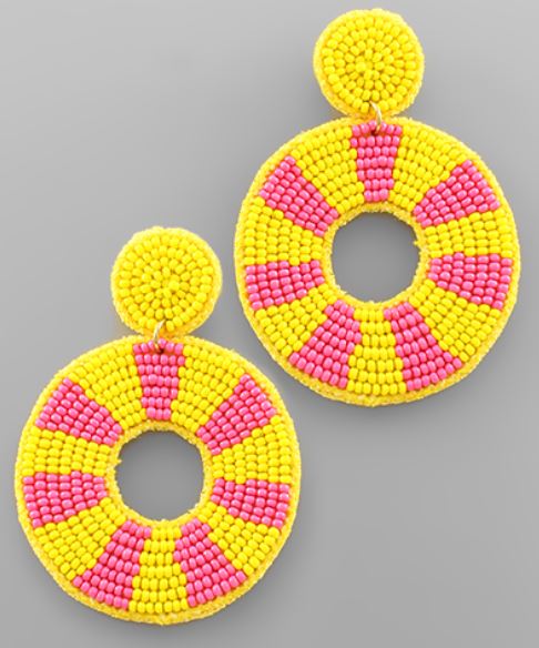 Stripe Pattern Circle Earrings