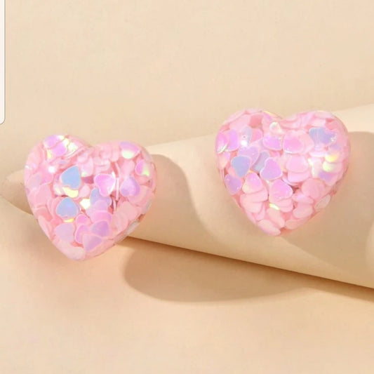 Valentine Heart Confetti Stud Earrings