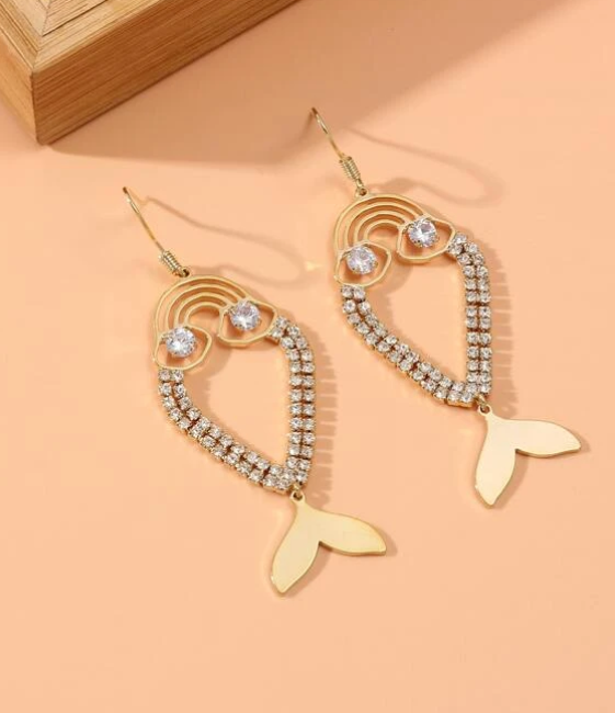 Rhinestone Catfish Earrings