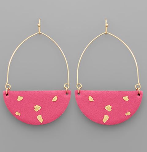 Gold Flake Leather Wedge Earrings