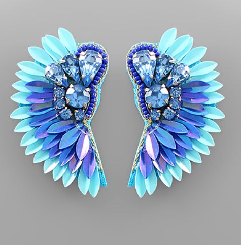 Ombre Jeweled Wing Earrings