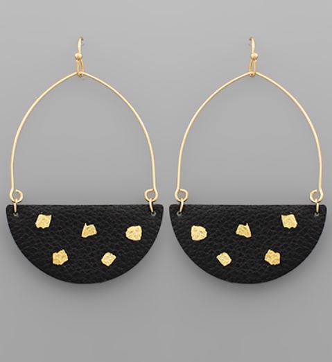 Gold Flake Leather Wedge Earrings