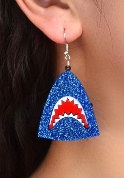 Glitter Shark Earrings