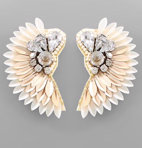 Ombre Jeweled Wing Earrings