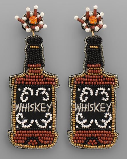 Whiskey Bottle Beaded Earrings