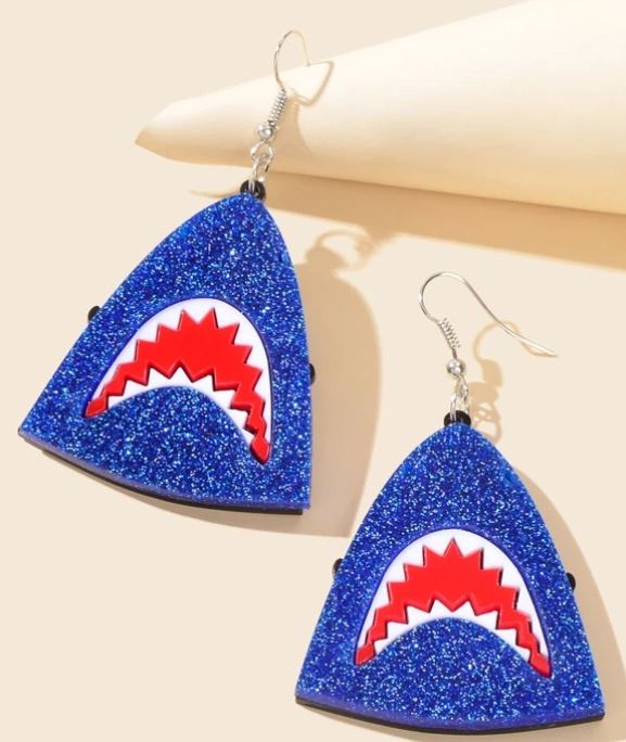 Glitter Shark Earrings