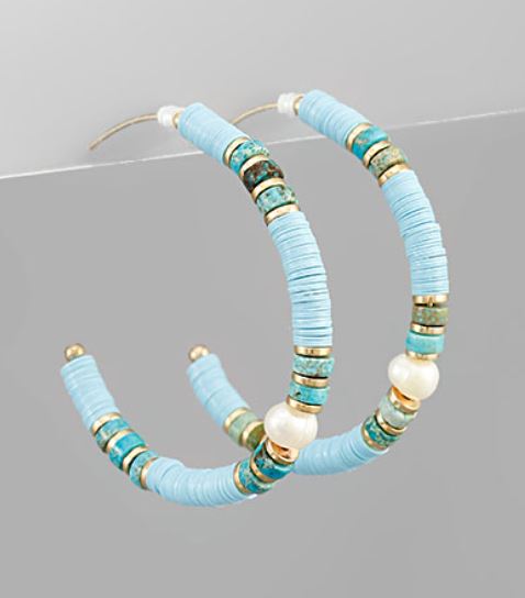 Multi Disk Bead & Pearl Hoops