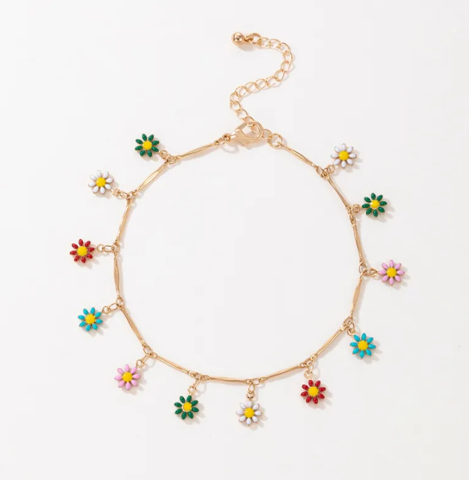 Flower Acrylic Retro Anklet