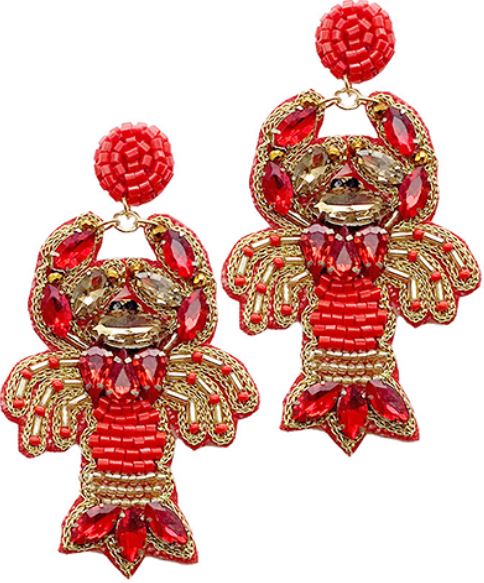 Beaded Crawfish / Lobster Earrings