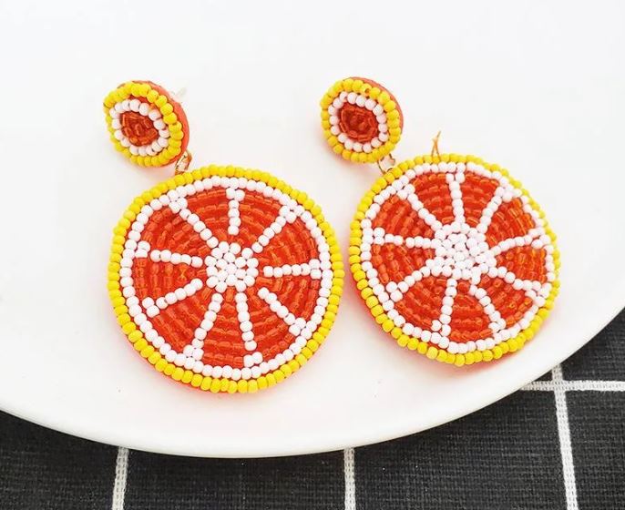 Grapefruit Beaded Earrings