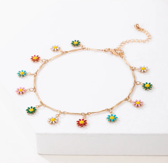 Flower Acrylic Retro Anklet