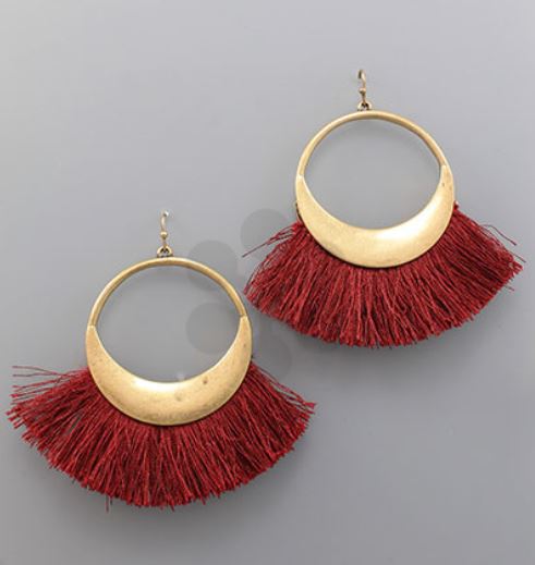 Fan Tassel Circle Earrings