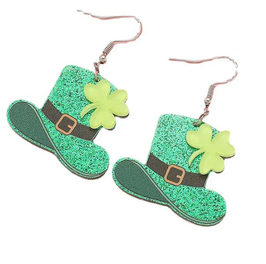 St. Patrick's Clover Hat Earrings