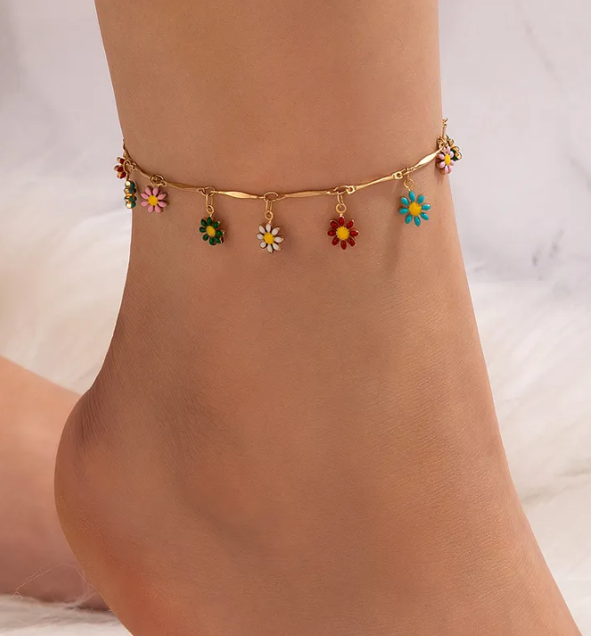 Flower Acrylic Retro Anklet